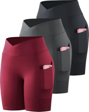 NELEUS Women's 3 Pack Biker Shorts High Waist Running Yoga Shorts with Pockets