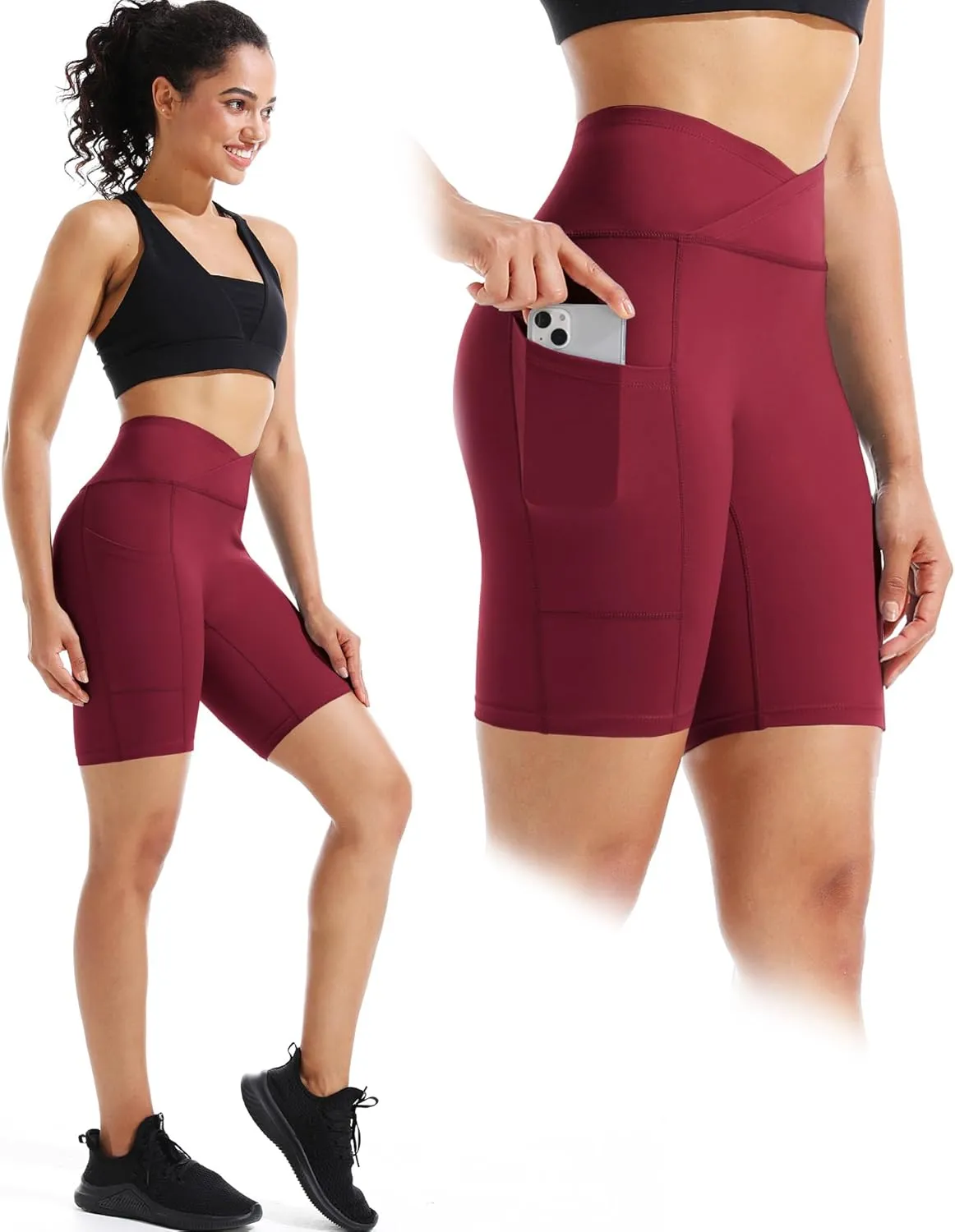 NELEUS Women's 3 Pack Biker Shorts High Waist Running Yoga Shorts with Pockets