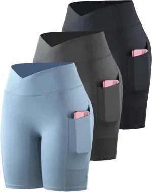 NELEUS Women's 3 Pack Biker Shorts High Waist Running Yoga Shorts with Pockets