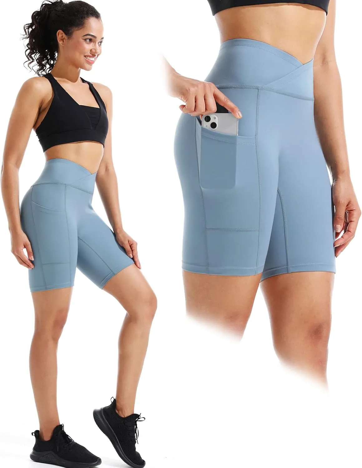 NELEUS Women's 3 Pack Biker Shorts High Waist Running Yoga Shorts with Pockets