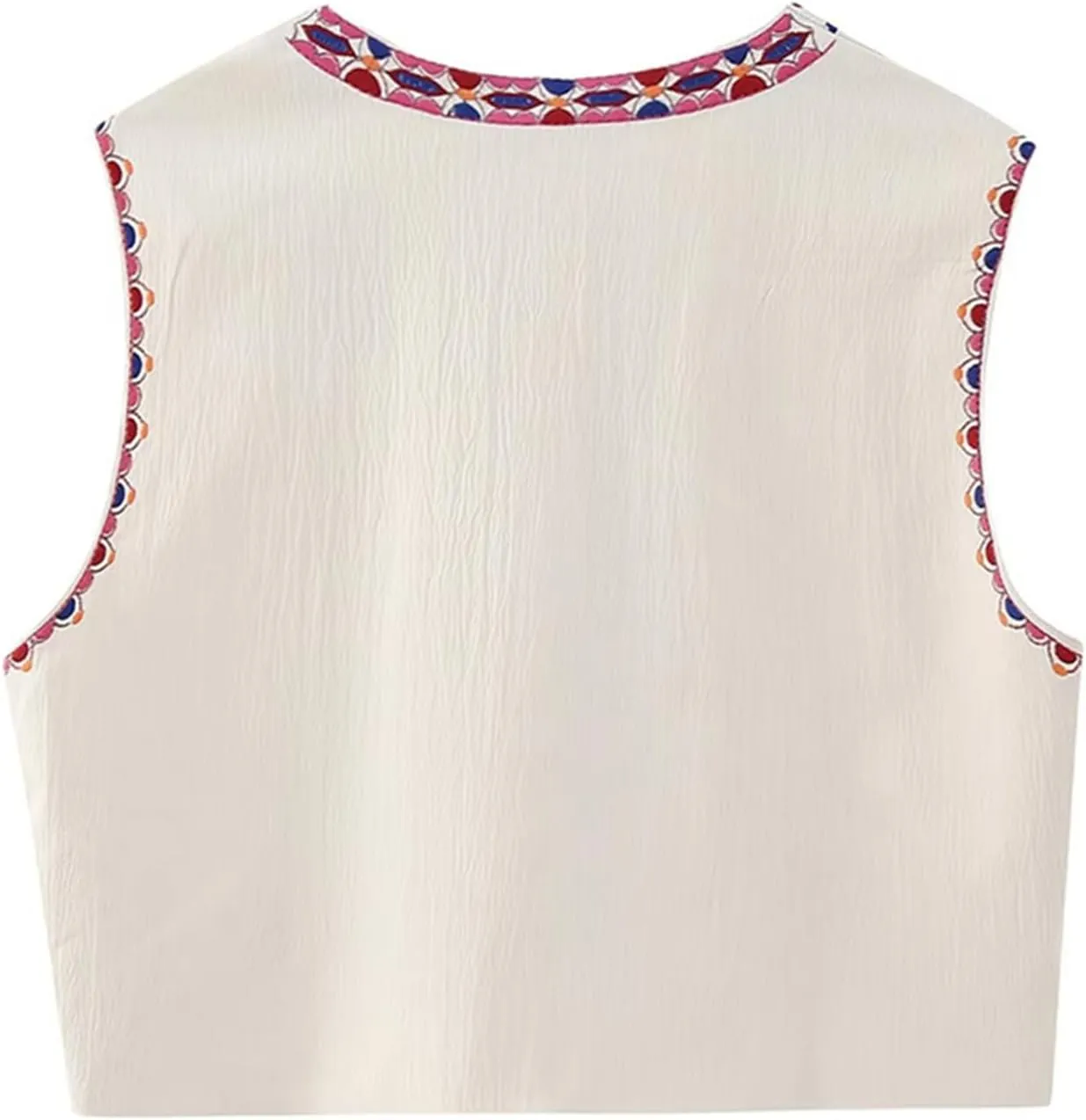 NUFIWI Women Vintage Embroidered Floral Vest Top Y2k Sleeveless Open Front Crop Vest Boho Floral Waistcoat Jacket