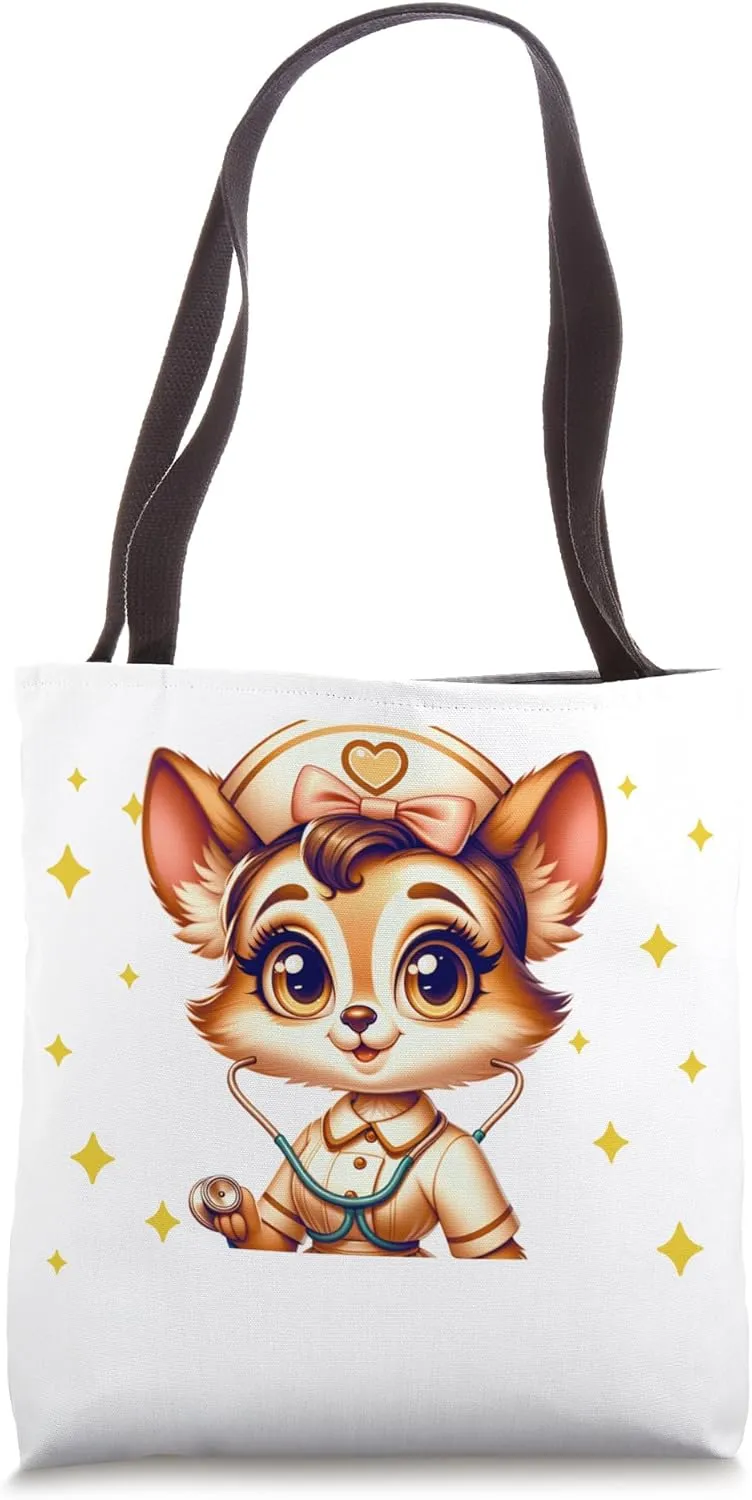 Nurse Bow Coquette Stethoscope Doctor Cute Cat Veterinary Tote Bag