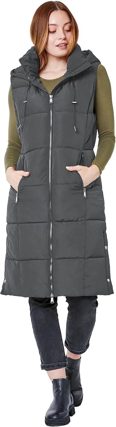 NUTEXROL Women's Winter Puffer Quilted Long Vest Thicken Warm Down Sleeveless Jackets Coat