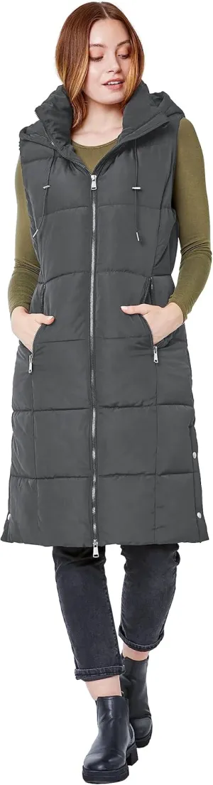NUTEXROL Women's Winter Puffer Quilted Long Vest Thicken Warm Down Sleeveless Jackets Coat