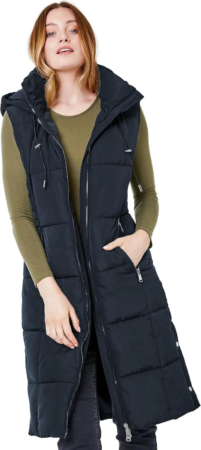 NUTEXROL Women's Winter Puffer Quilted Long Vest Thicken Warm Down Sleeveless Jackets Coat
