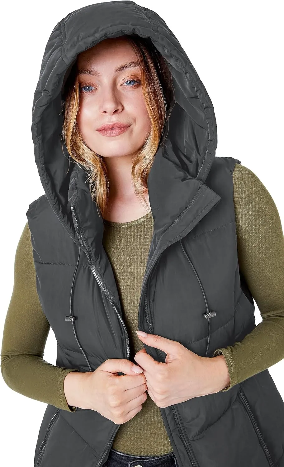 NUTEXROL Women's Winter Puffer Quilted Long Vest Thicken Warm Down Sleeveless Jackets Coat