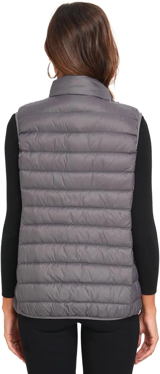 Obosoyo Women's Ultra Light Long Down Vest Winter Packable Down Jacket Lightweight Outdoor Puffer Vest Coat