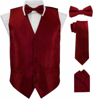 Paisley Vest for Men Set of 4 - Vest, Tie, Bow Tie & Pocket Square (Black Back)