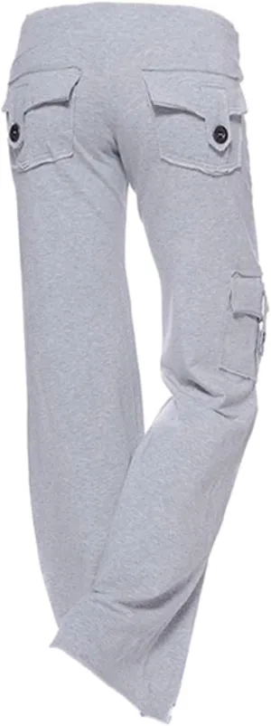 Palazzo Pants for Women Yoga Wide Leg Pants High Waisted Cargo Pants Casual Elastic Waist Pants with Pockets