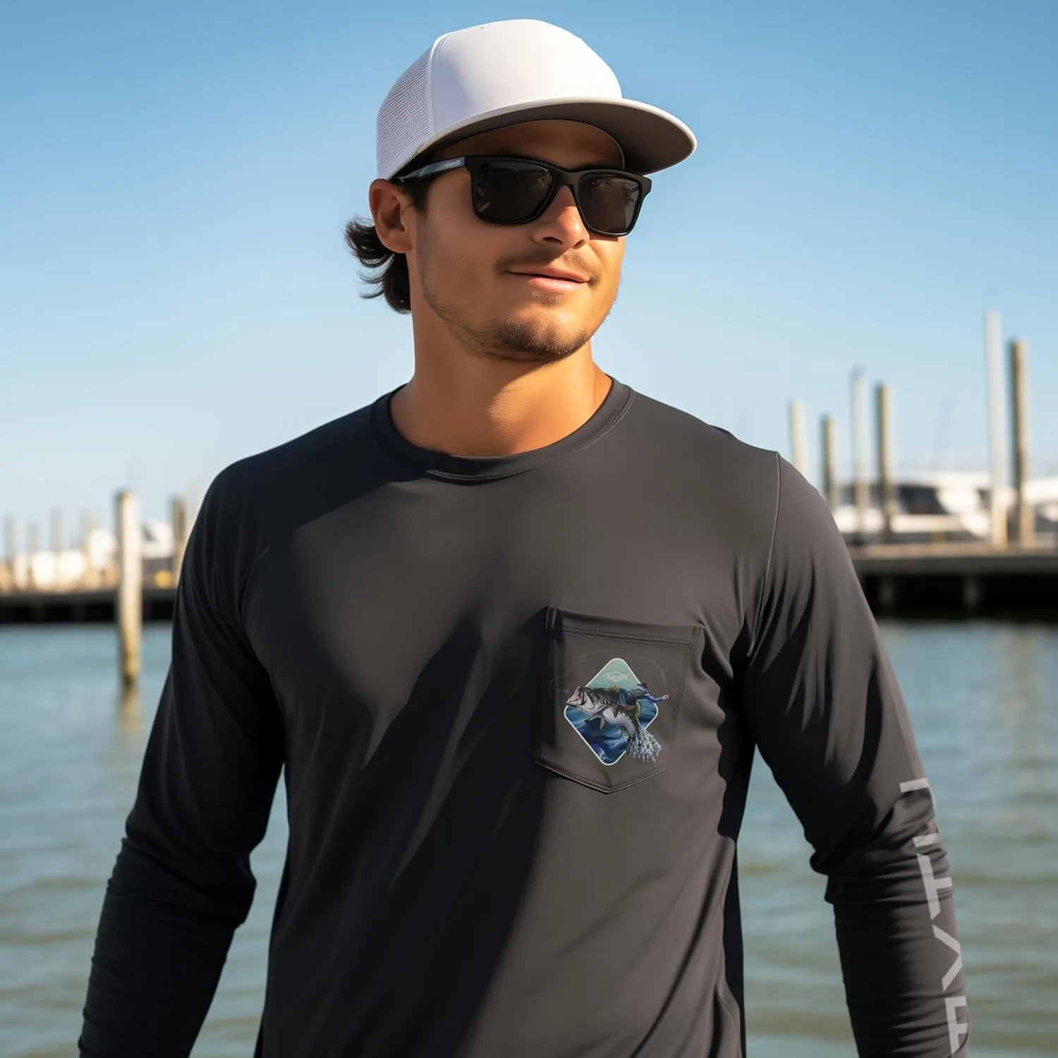 Palmyth Fishing Shirts for Men Long Sleeve UPF 50  T Shirt Sun Protection Tee