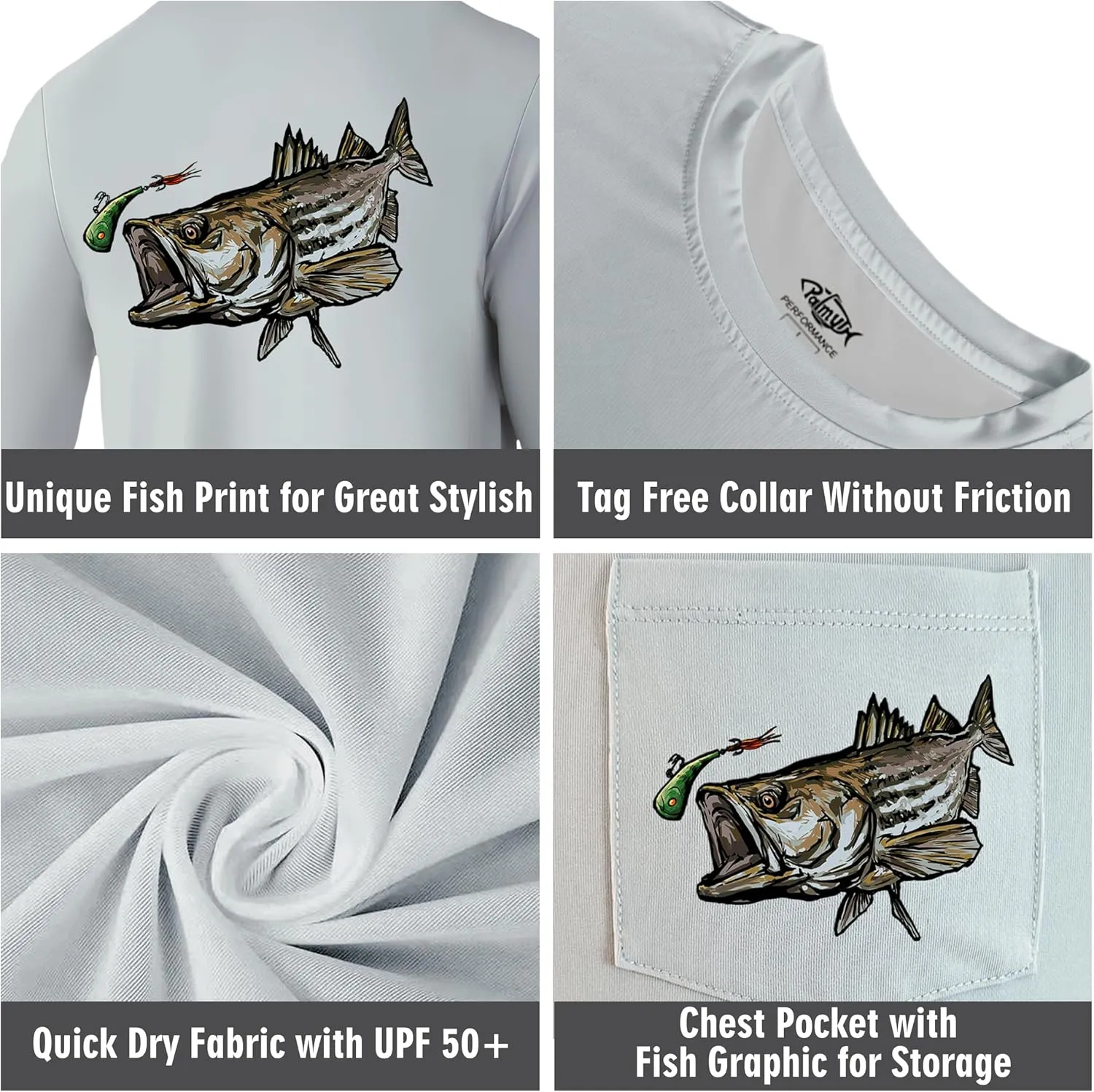 Palmyth Fishing Shirts for Men Long Sleeve UPF 50  T Shirt Sun Protection Tee