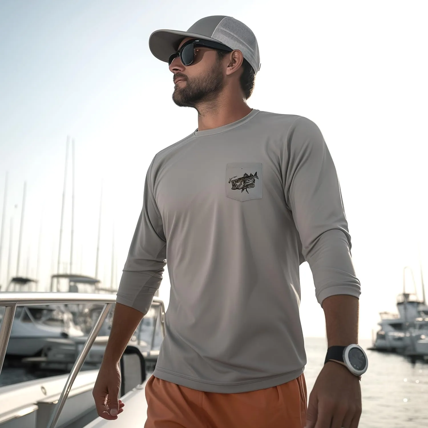 Palmyth Fishing Shirts for Men Long Sleeve UPF 50  T Shirt Sun Protection Tee