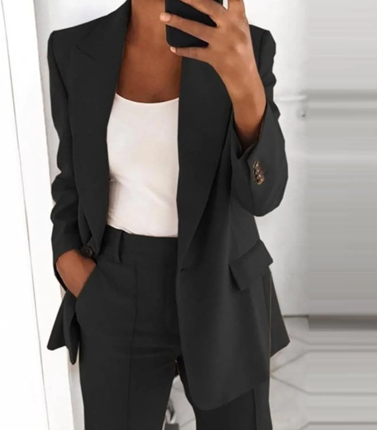 Pants Suits for Women Dressy 2 Piece Casual Plus Size Open Front Blazer Pant Suit Set Wedding Prom Work Business Suit