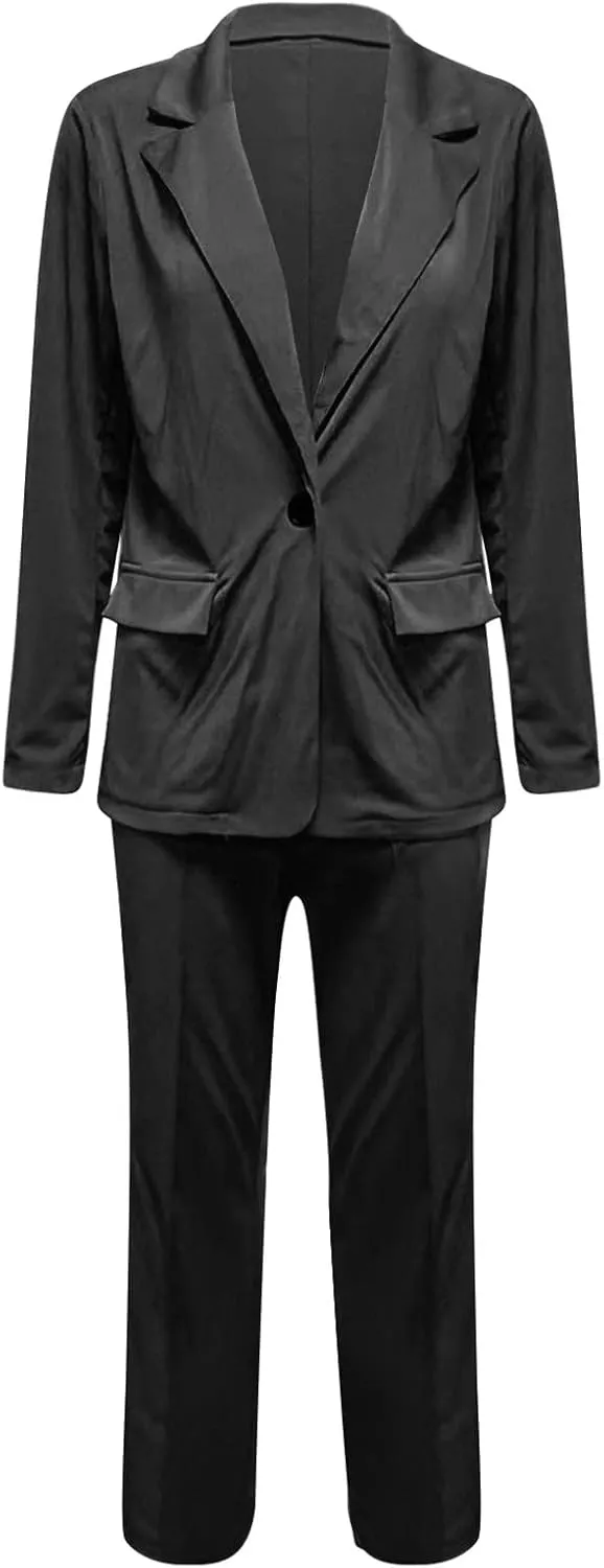 Pants Suits for Women Dressy 2 Piece Casual Plus Size Open Front Blazer Pant Suit Set Wedding Prom Work Business Suit