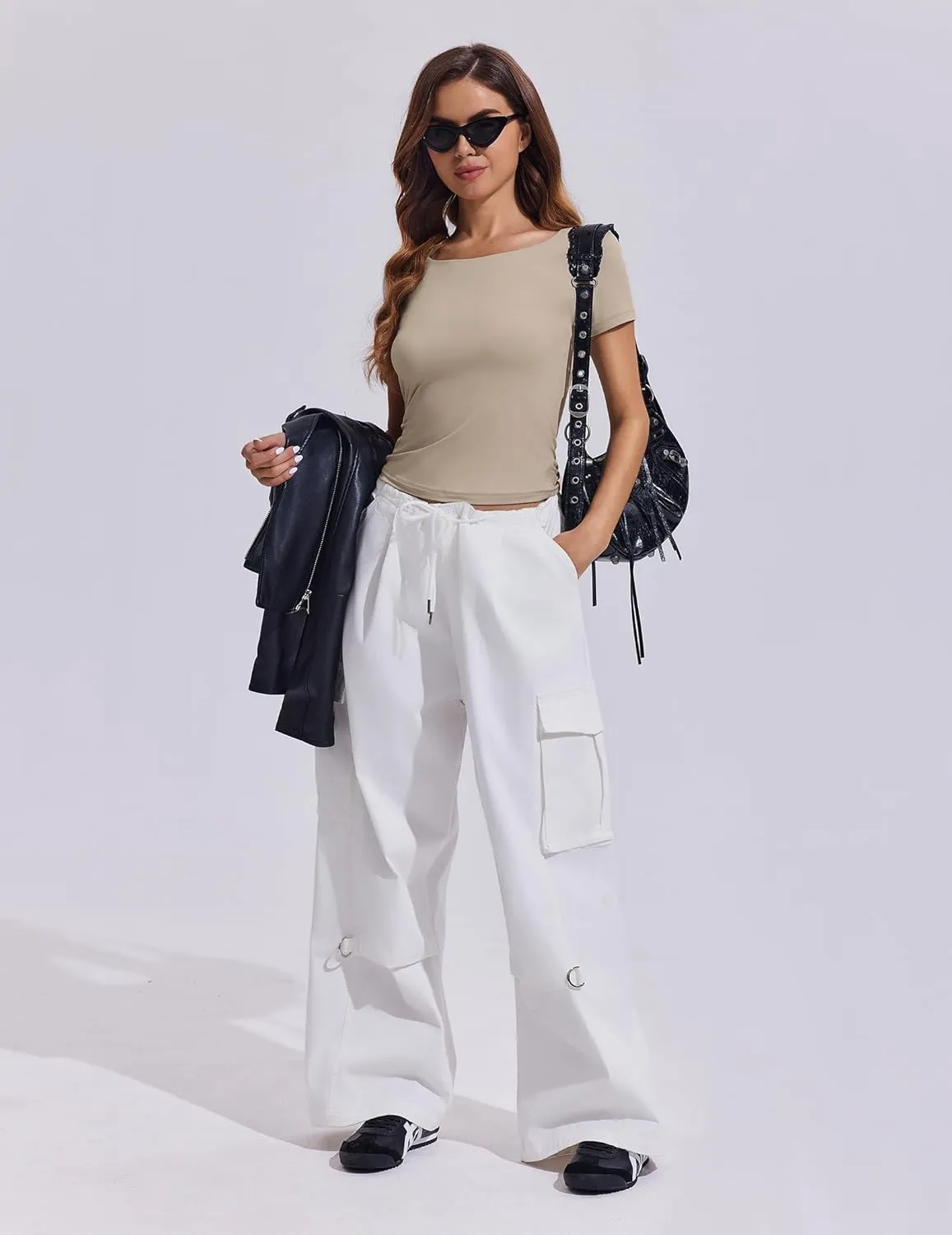 PINSPARK Workout Tops for Women Double Lined Crew Neck Athletic T-Shirts Short Sleeve Tight Basic Tee for Yoga Gym Casual