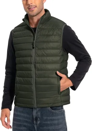 Pioneer Camp Men's Lightweight Puffer Vest Packable Water-Repellent Warm Quilted Sleeveless Outerwear for Work Casual Travel