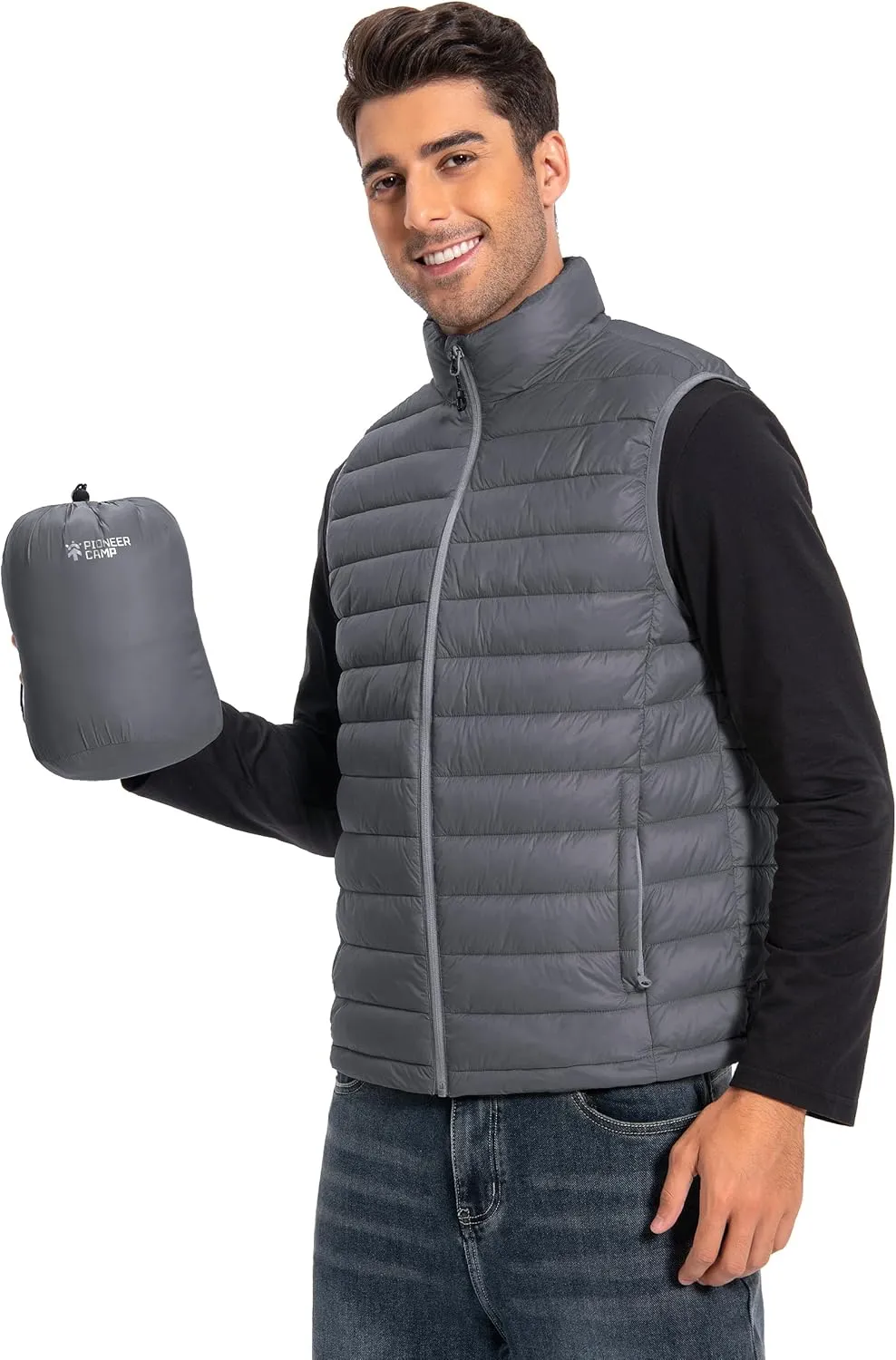 Pioneer Camp Men's Lightweight Puffer Vest Packable Water-Repellent Warm Quilted Sleeveless Outerwear for Work Casual Travel