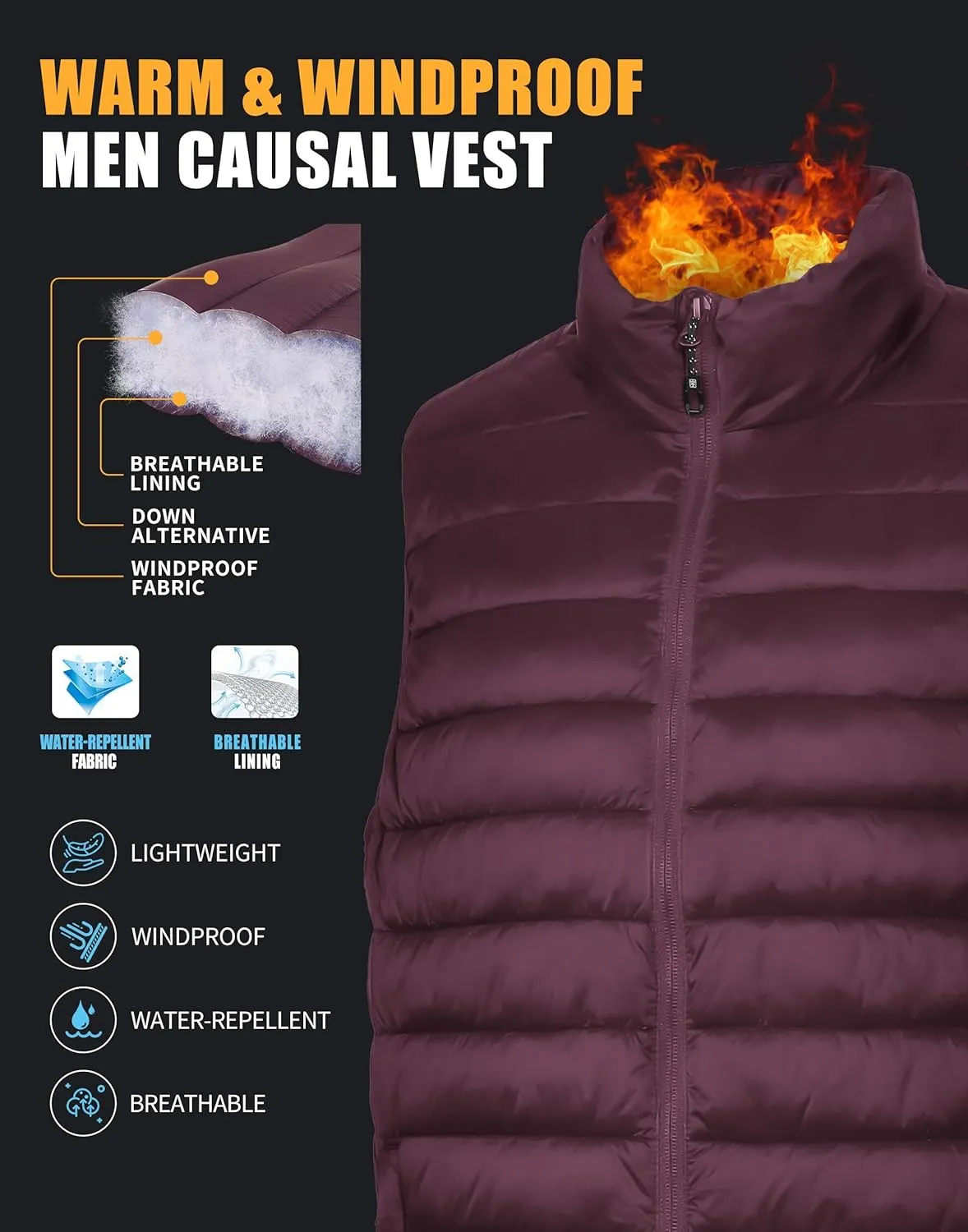 Pioneer Camp Men's Lightweight Puffer Vest Packable Water-Repellent Warm Quilted Sleeveless Outerwear for Work Casual Travel