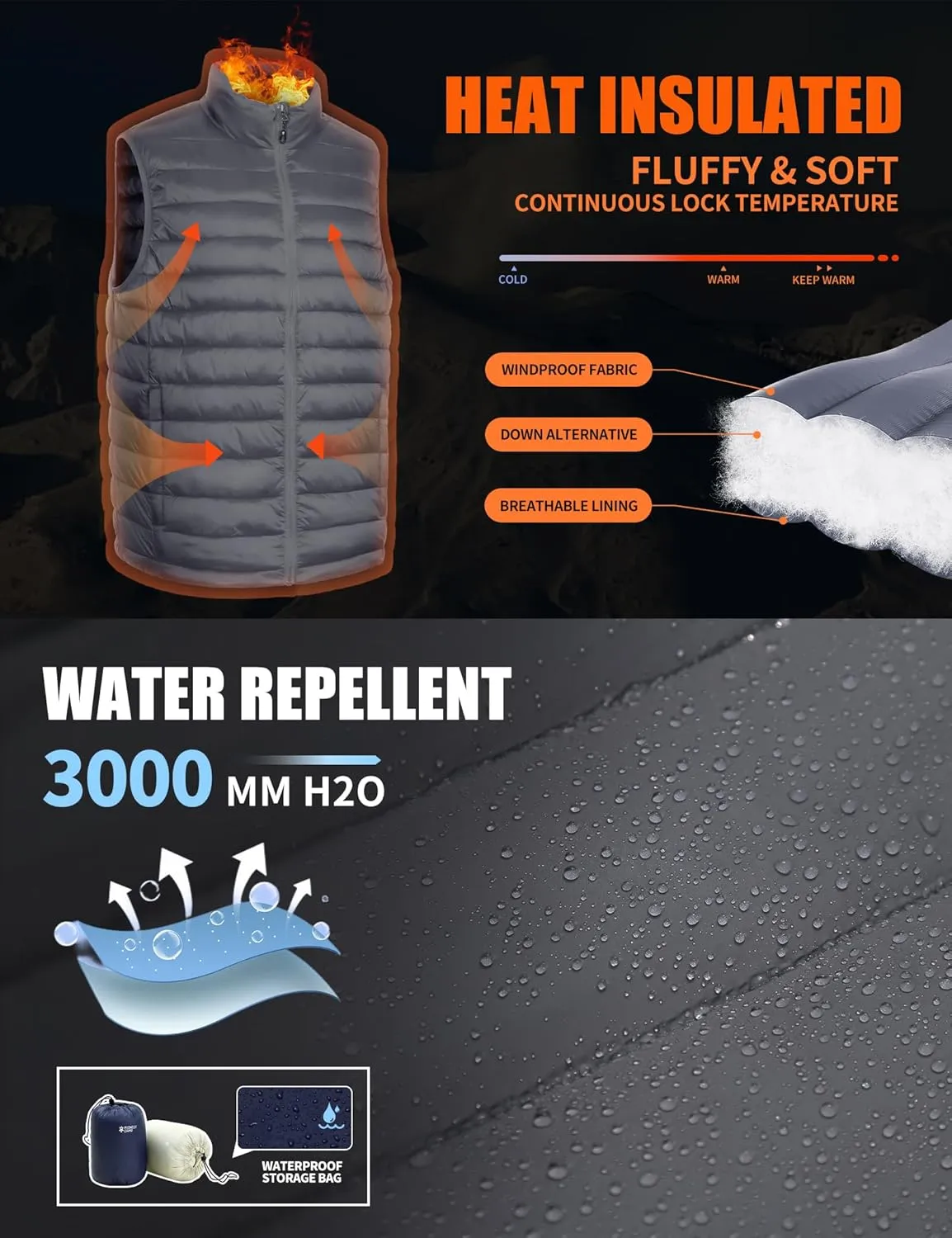 Pioneer Camp Men's Lightweight Puffer Vest Packable Water-Repellent Warm Quilted Sleeveless Outerwear for Work Casual Travel