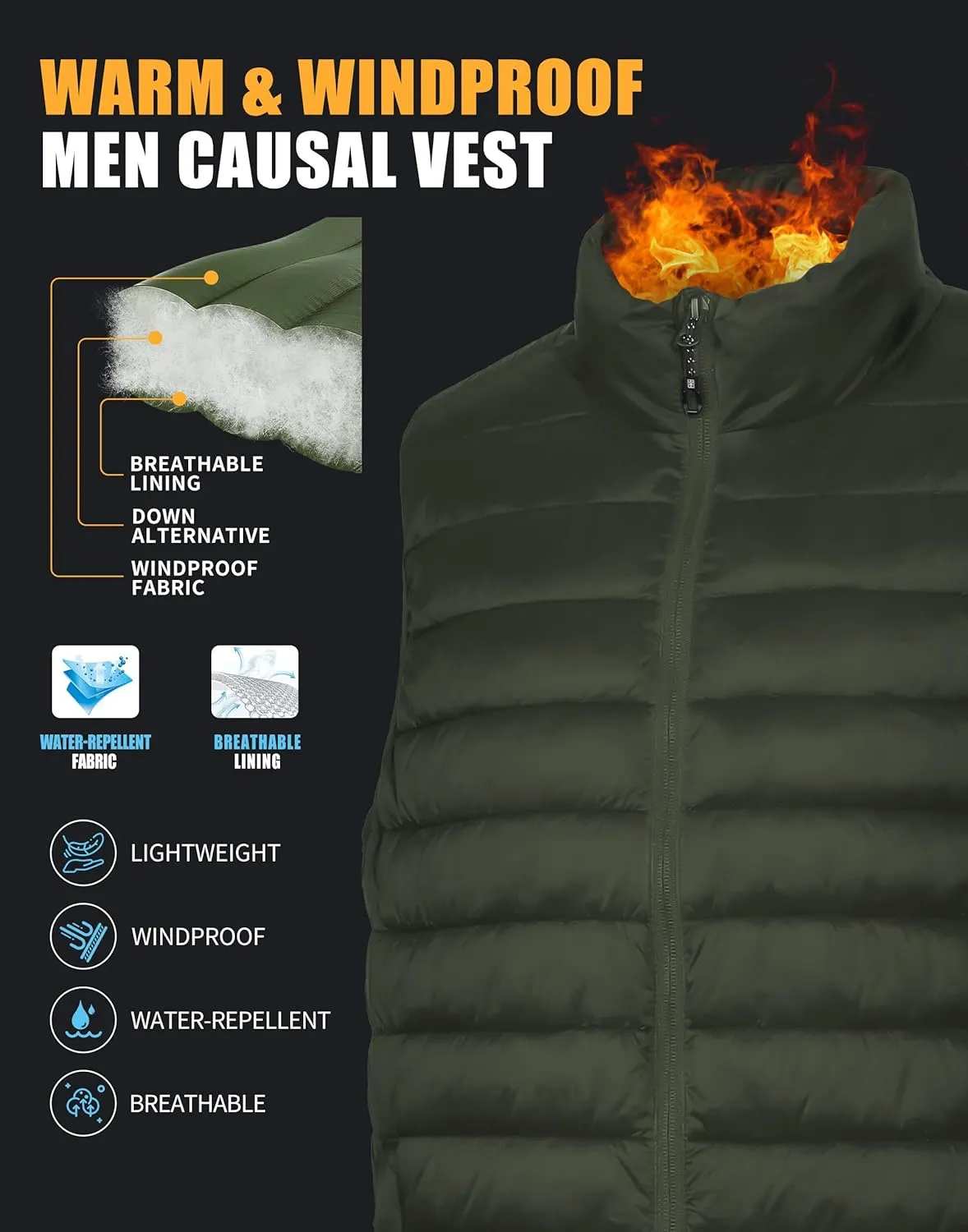 Pioneer Camp Men's Lightweight Puffer Vest Packable Water-Repellent Warm Quilted Sleeveless Outerwear for Work Casual Travel