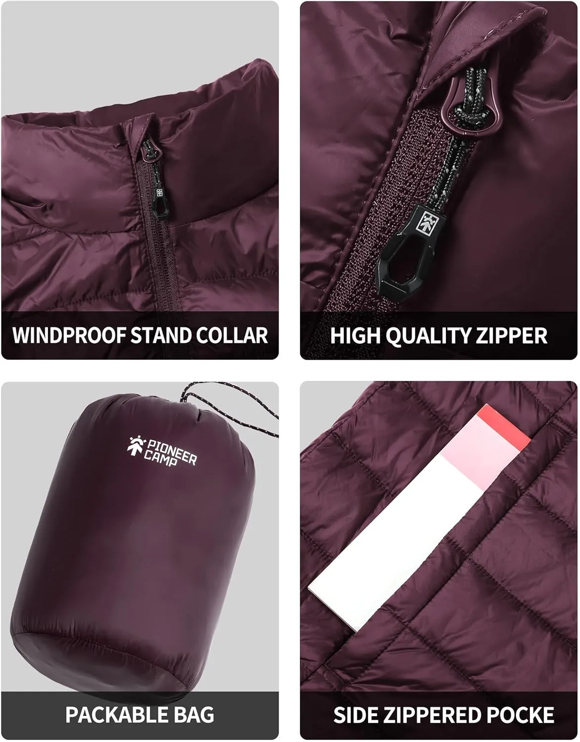 Pioneer Camp Men's Lightweight Puffer Vest Packable Water-Repellent Warm Quilted Sleeveless Outerwear for Work Casual Travel