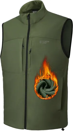 Pioneer Camp Mens Outerwear Golf Softshell Vest Windproof Fleece-Lined Lightweight Sleeveless Jacket for Travel Hiking