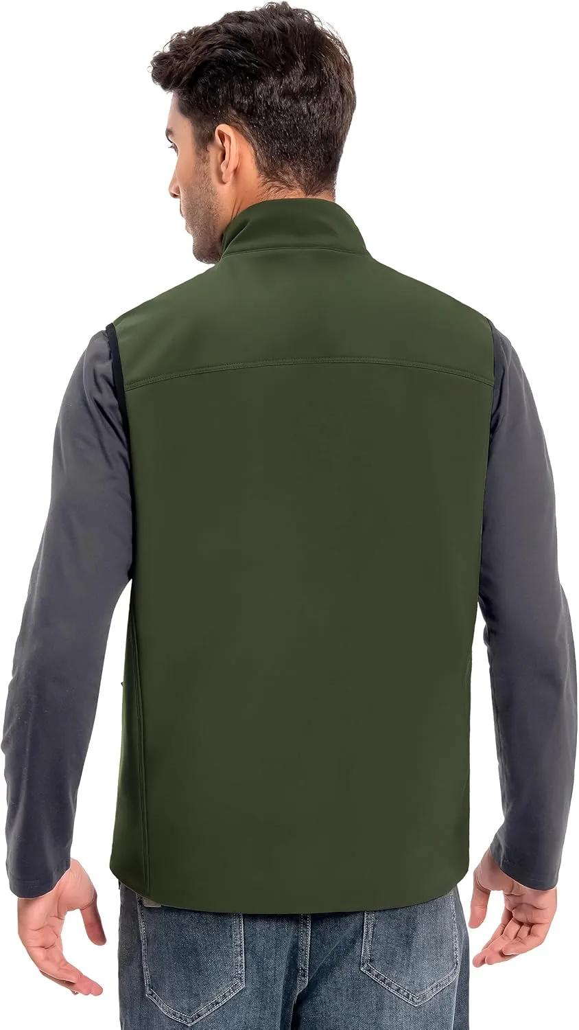 Pioneer Camp Mens Outerwear Golf Softshell Vest Windproof Fleece-Lined Lightweight Sleeveless Jacket for Travel Hiking