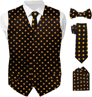 Polka Dot Suit Vest for Men Set of 4 - Vest, Necktie, Bow Tie & Pocket Square