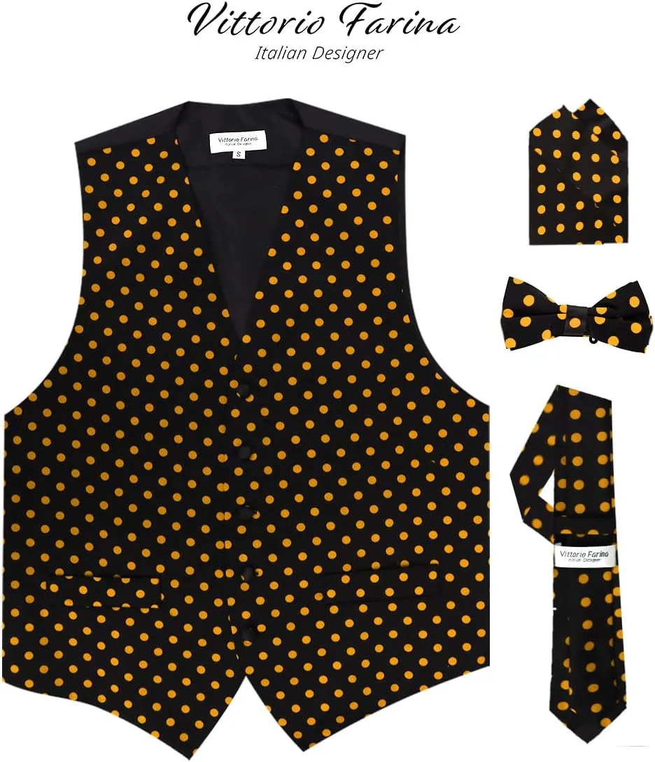 Polka Dot Suit Vest for Men Set of 4 - Vest, Necktie, Bow Tie & Pocket Square