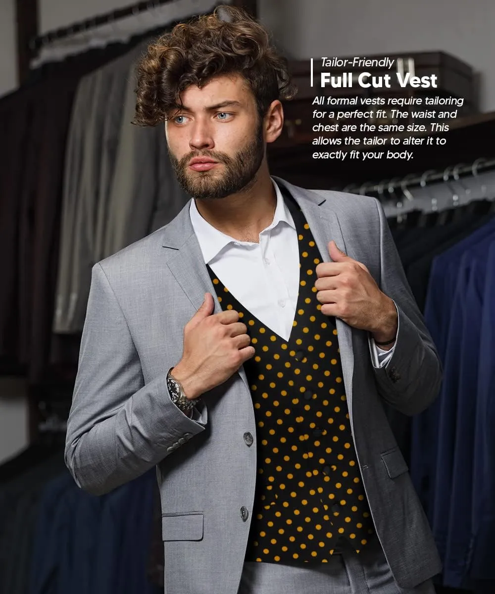 Polka Dot Suit Vest for Men Set of 4 - Vest, Necktie, Bow Tie & Pocket Square
