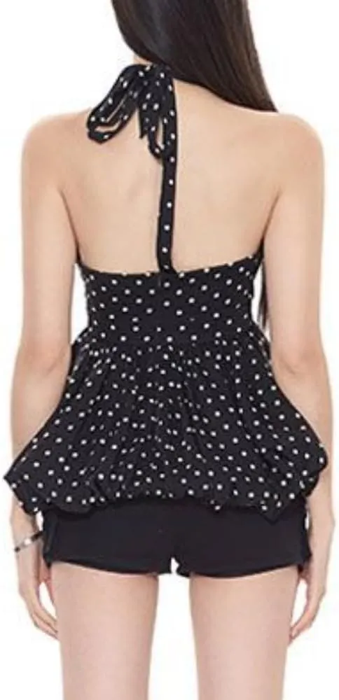 Polka Dot Tank Top for Women Tie Back Halter Top Y2k Vintage Camisole 2000s Fashion Downtown Girl Clothes