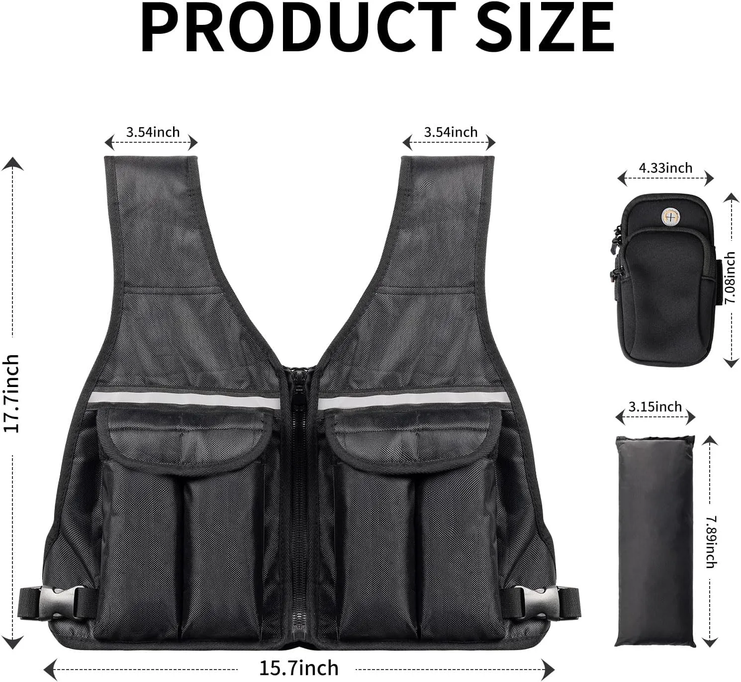 Prodigen Adjustable Weighted Vest 0-10 lbs/0-18 lbs for Women Men for Running Walking Cardio and Strength Training with Shoulder Pads and Reflective Stripe