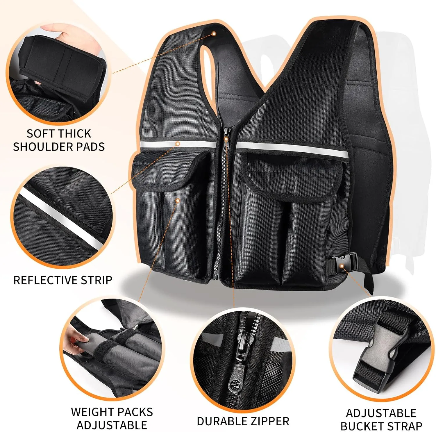 Prodigen Adjustable Weighted Vest 0-10 lbs/0-18 lbs for Women Men for Running Walking Cardio and Strength Training with Shoulder Pads and Reflective Stripe