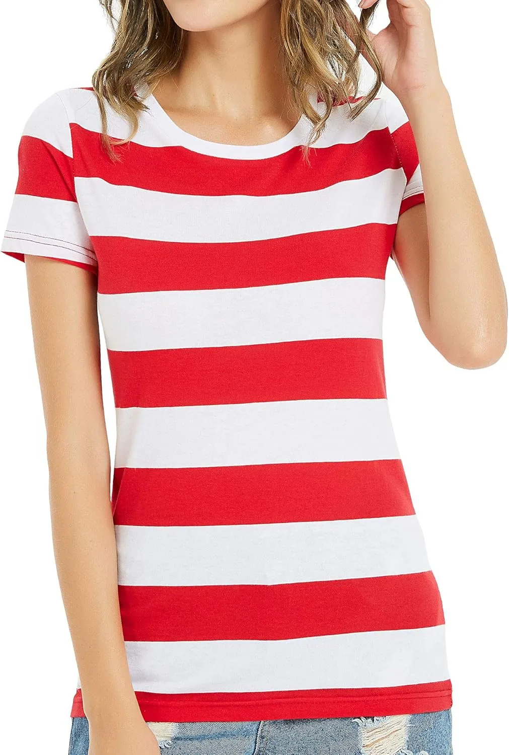 Rainbow T Shirt Women Striped Crew Neck Short Sleeve Stripes Tee Top Stripped