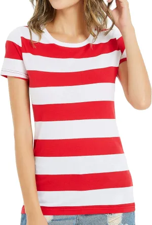 Rainbow T Shirt Women Striped Crew Neck Short Sleeve Stripes Tee Top Stripped