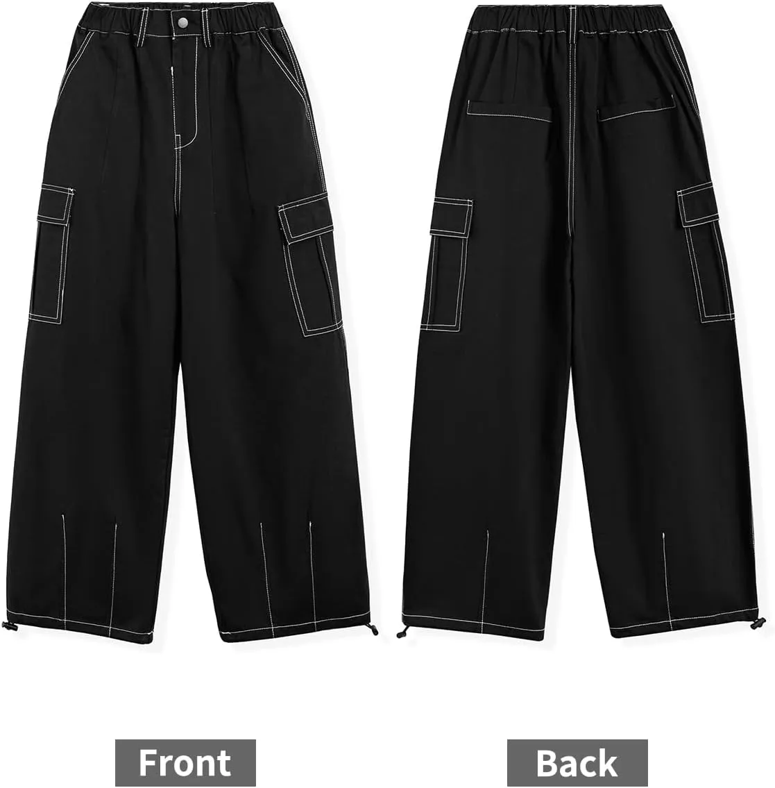 Rolanko Girls Cargo Pants Wide Leg Streetwear Kids Pants with Pockets Trendy Jogger Trousers 4-14 Years