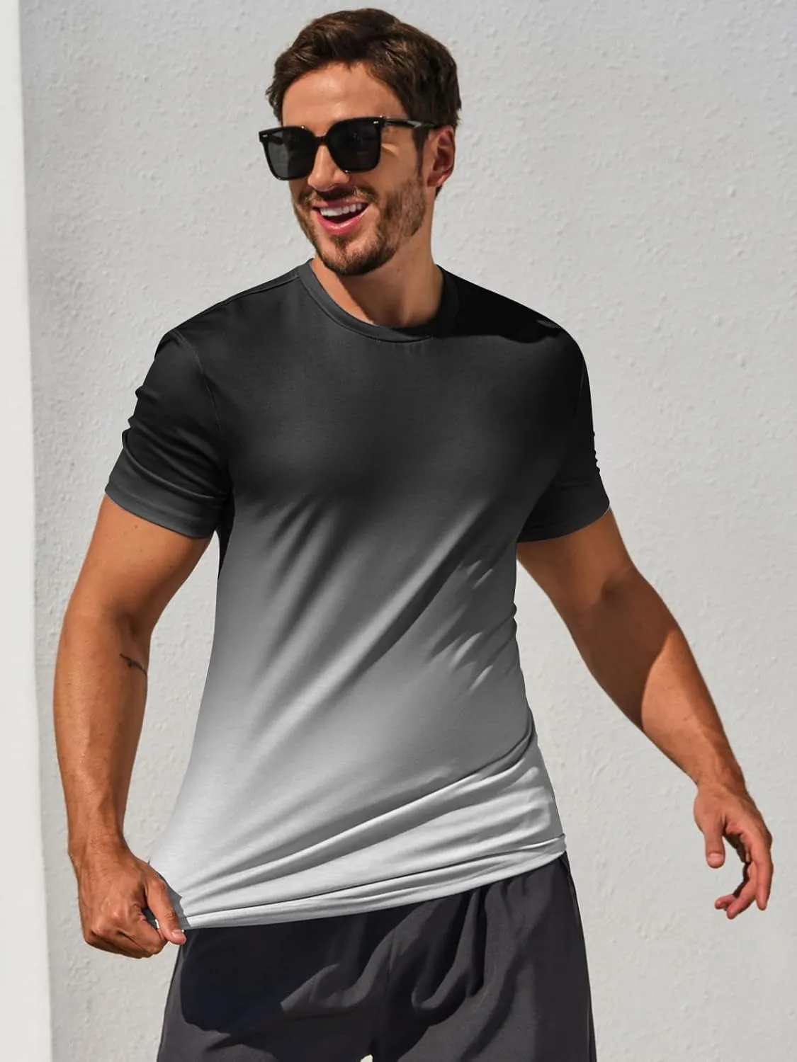 rrhss Mens Muscle Gym T-Shirts Short Sleeve Workout Athletic Bodybuilding Cotton Tee