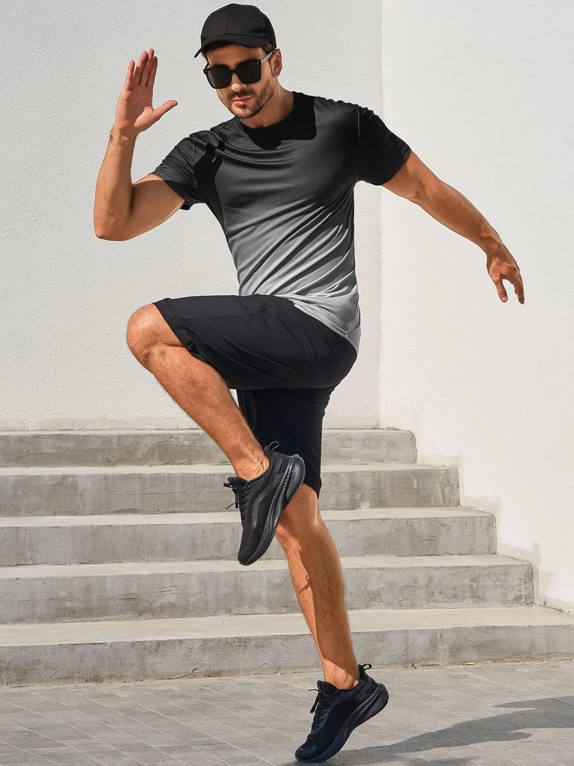 rrhss Mens Muscle Gym T-Shirts Short Sleeve Workout Athletic Bodybuilding Cotton Tee