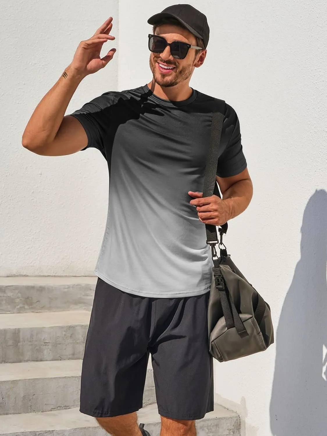 rrhss Mens Muscle Gym T-Shirts Short Sleeve Workout Athletic Bodybuilding Cotton Tee