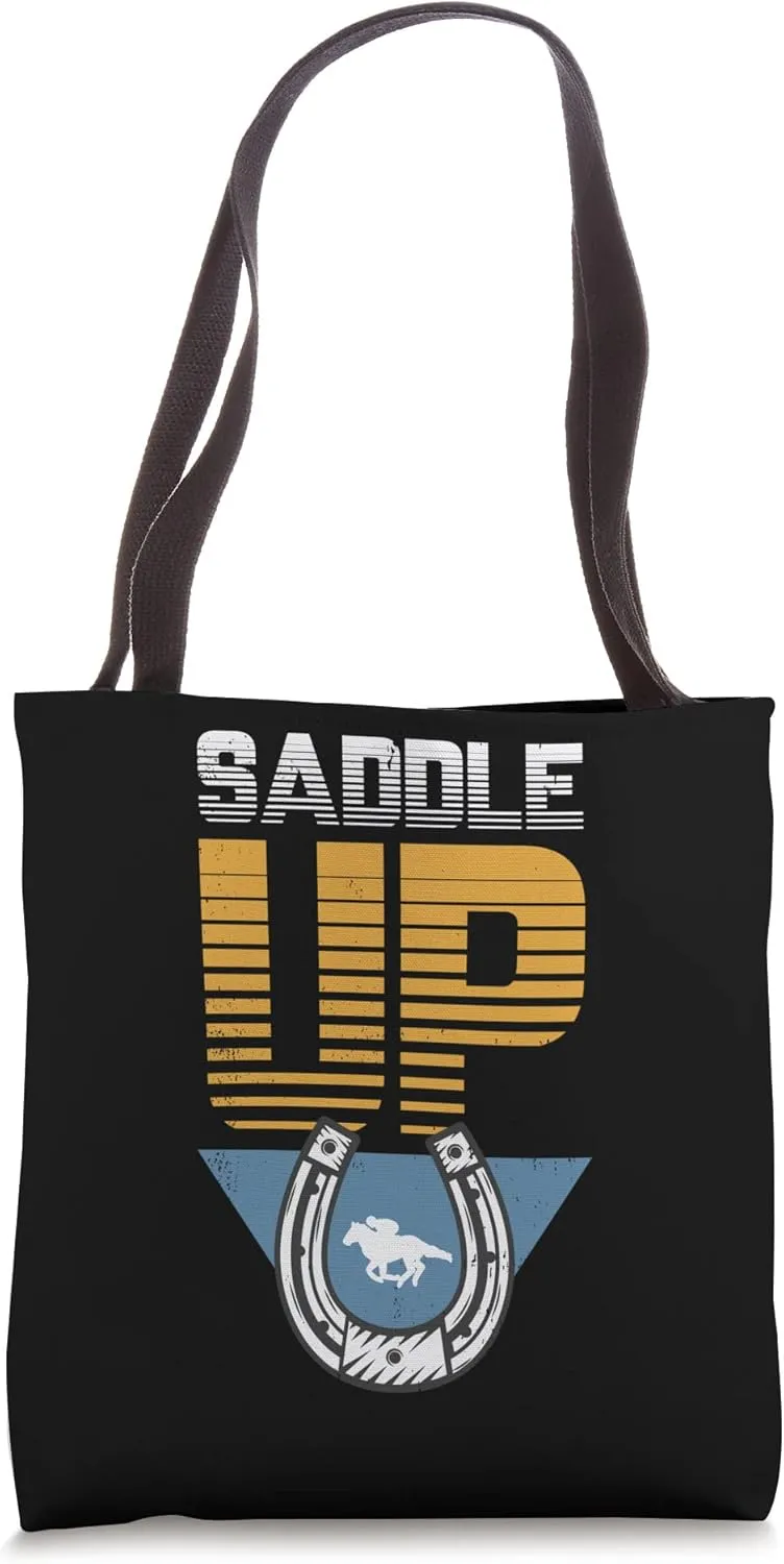 Saddle Up Horseshoe Equestrian Saddle Horse Tote Bag