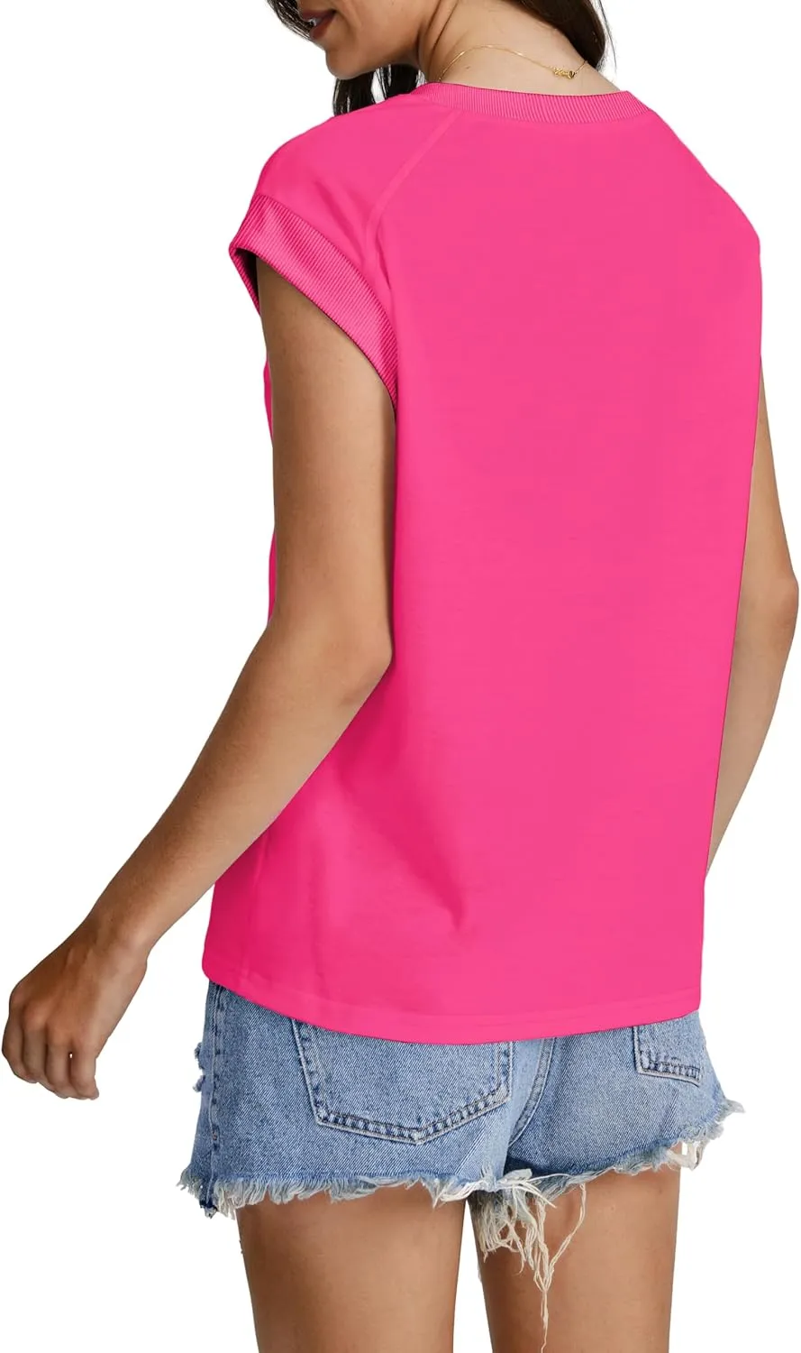 SAMPEEL Womens Tops Summer Dressy Casual Raglan Cap Sleeve T Shirts Basic Tee Shirts Trendy 2025