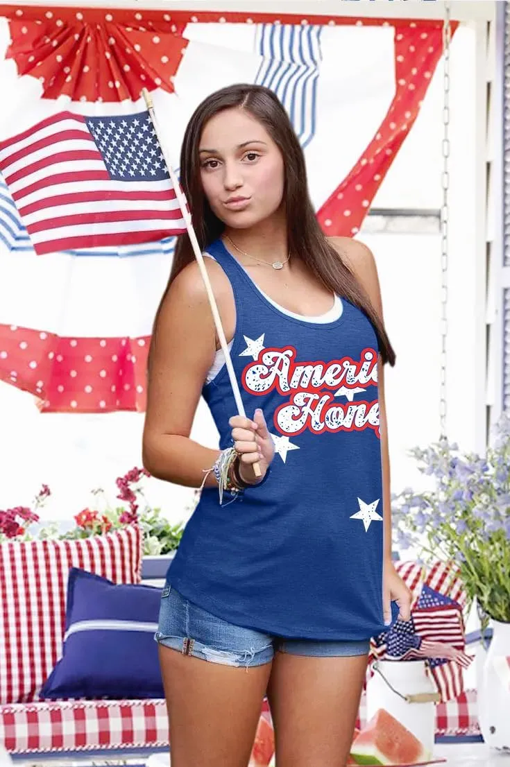 SFHFY American Flag Tank Top Women: Glitter 4th of July Sleeveless Tee Patriotic Shirt Memorial Day Summer Vest Tops