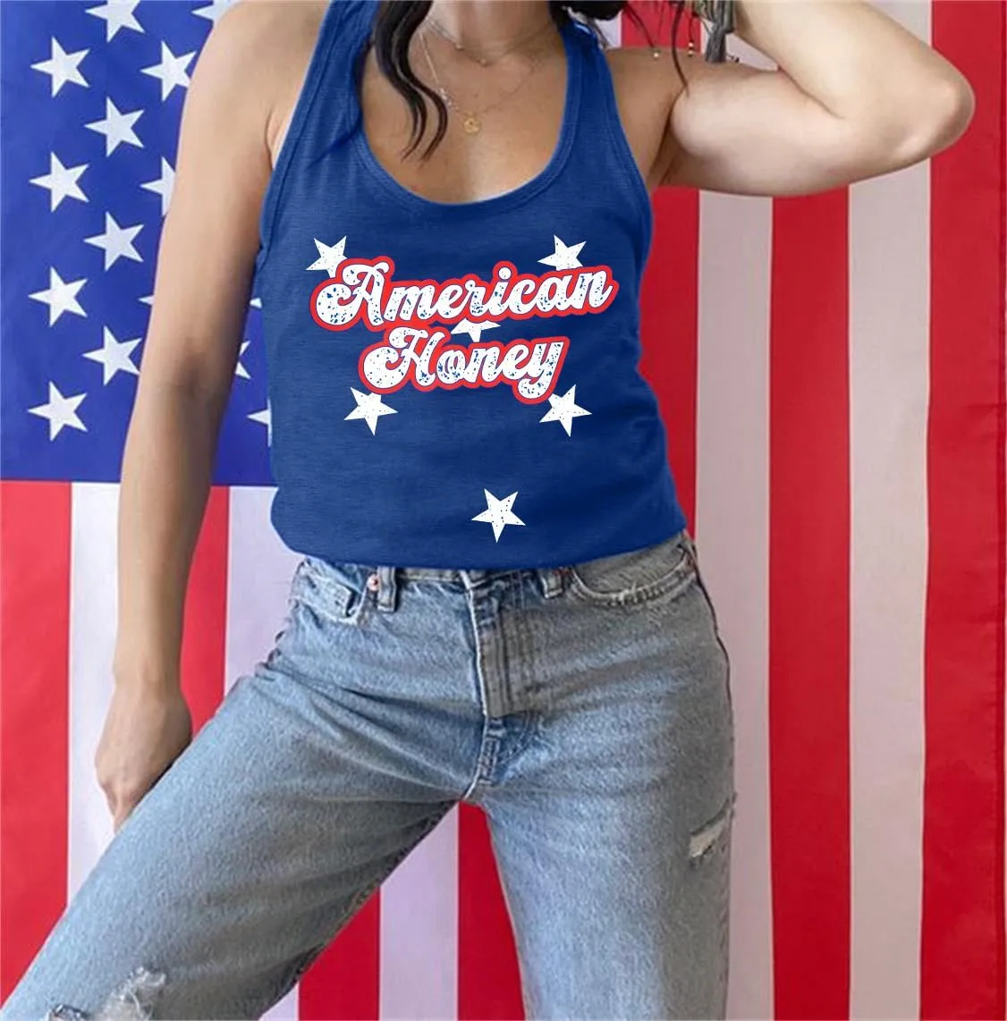 SFHFY American Flag Tank Top Women: Glitter 4th of July Sleeveless Tee Patriotic Shirt Memorial Day Summer Vest Tops