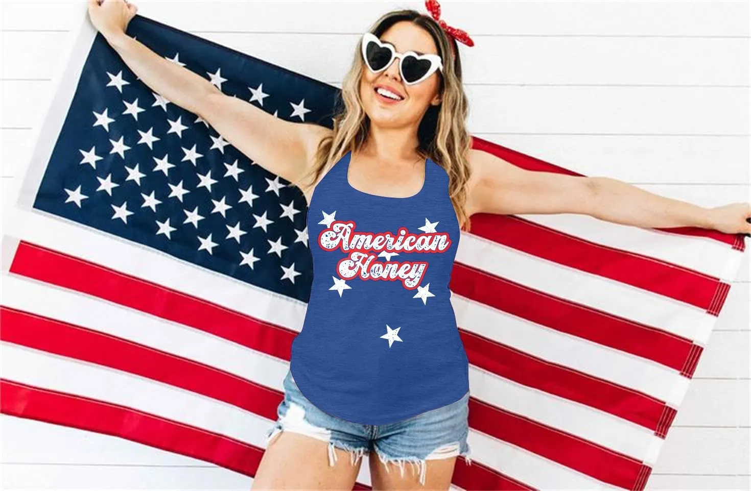 SFHFY American Flag Tank Top Women: Glitter 4th of July Sleeveless Tee Patriotic Shirt Memorial Day Summer Vest Tops