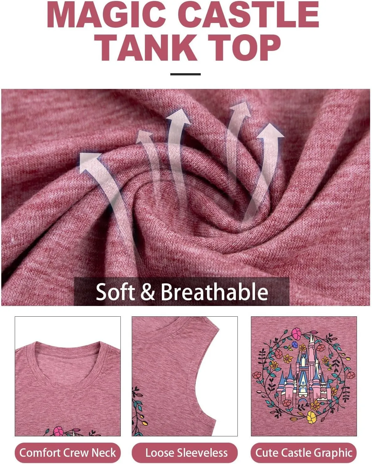 SFHFY Magical Tank Top Women: Magic Kingdom Shirts Fairy Castle Tee Casual Summer Vacation Sleeveless Tops