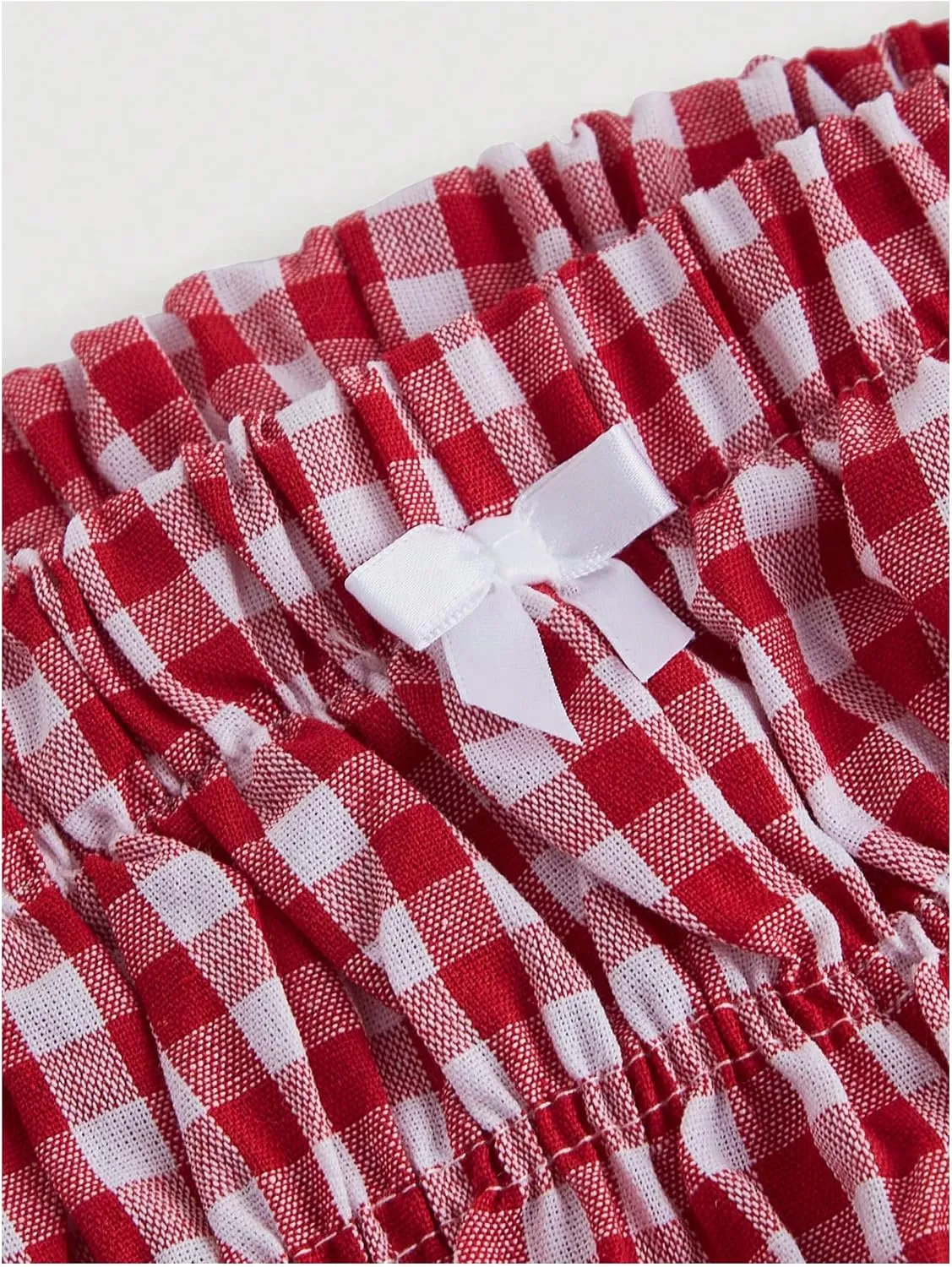 SHENHE Women's Plus Size Plaid Ruched Bloomer Shorts Elastic Waist Cute Mini Shorts
