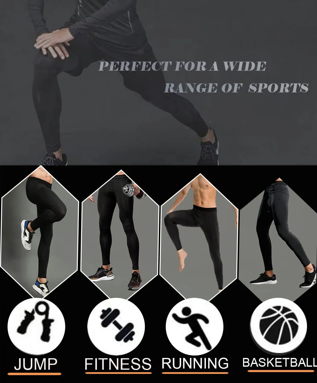 Smatstyle Pantalons de Compression de Running Homme Legging de Sport Fitness  schage Rapide Collant de Compression Base Layer Long Tight