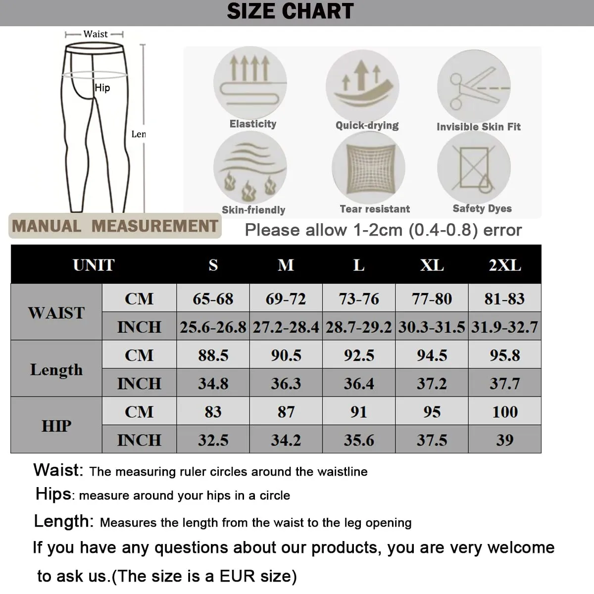 Smatstyle Pantalons de Compression de Running Homme Legging de Sport Fitness  schage Rapide Collant de Compression Base Layer Long Tight
