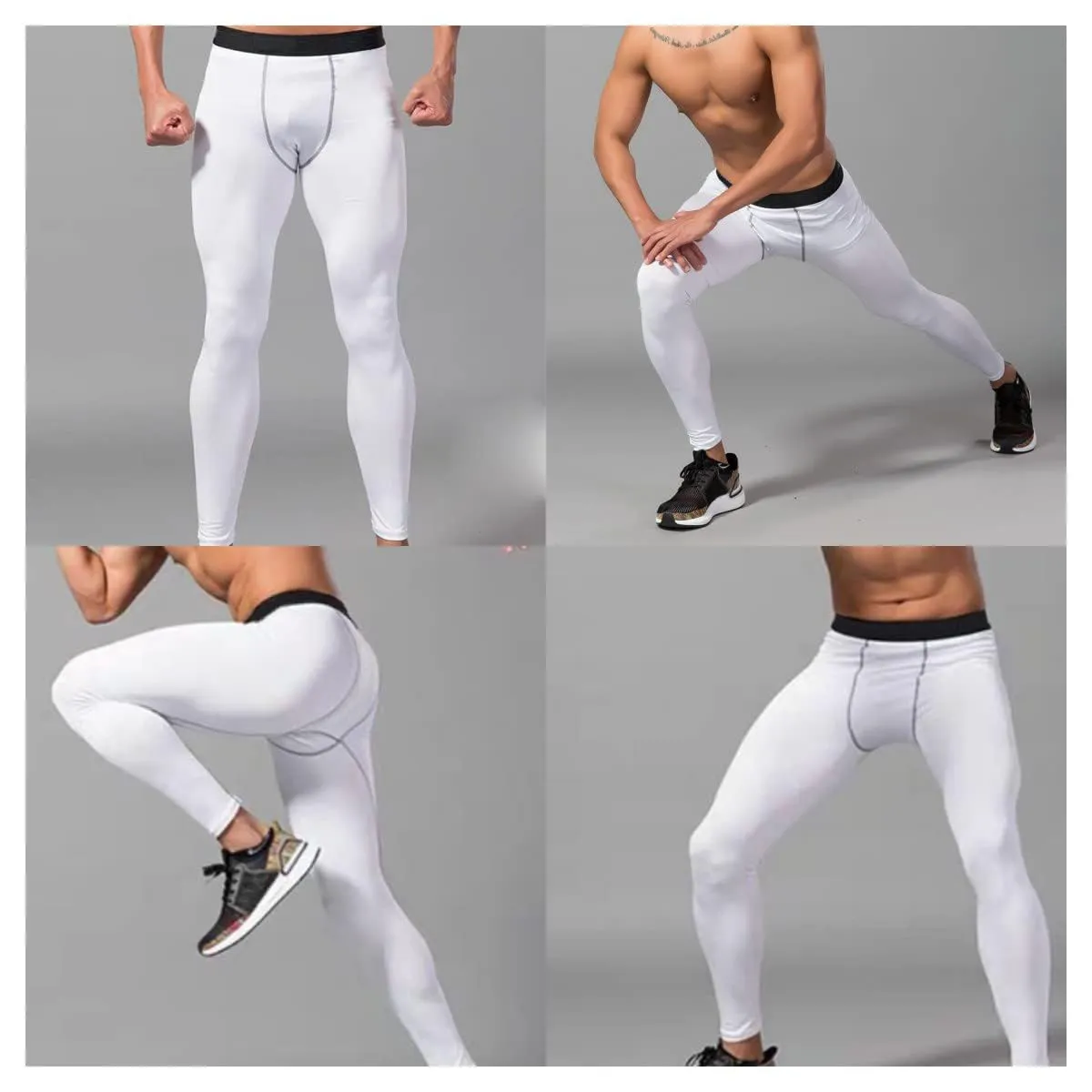 Smatstyle Pantalons de Compression de Running Homme Legging de Sport Fitness  schage Rapide Collant de Compression Base Layer Long Tight