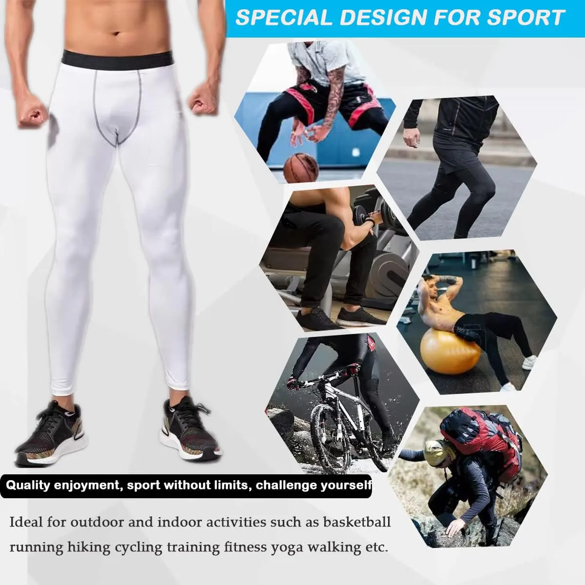 Smatstyle Pantalons de Compression de Running Homme Legging de Sport Fitness  schage Rapide Collant de Compression Base Layer Long Tight